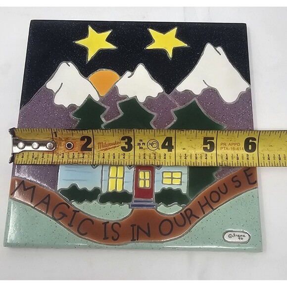 VTG Handmade Irene Otis Ceramic Art Tile Trivet Magic Is In Our House 6x6" 1996 - Picture 11 of 13